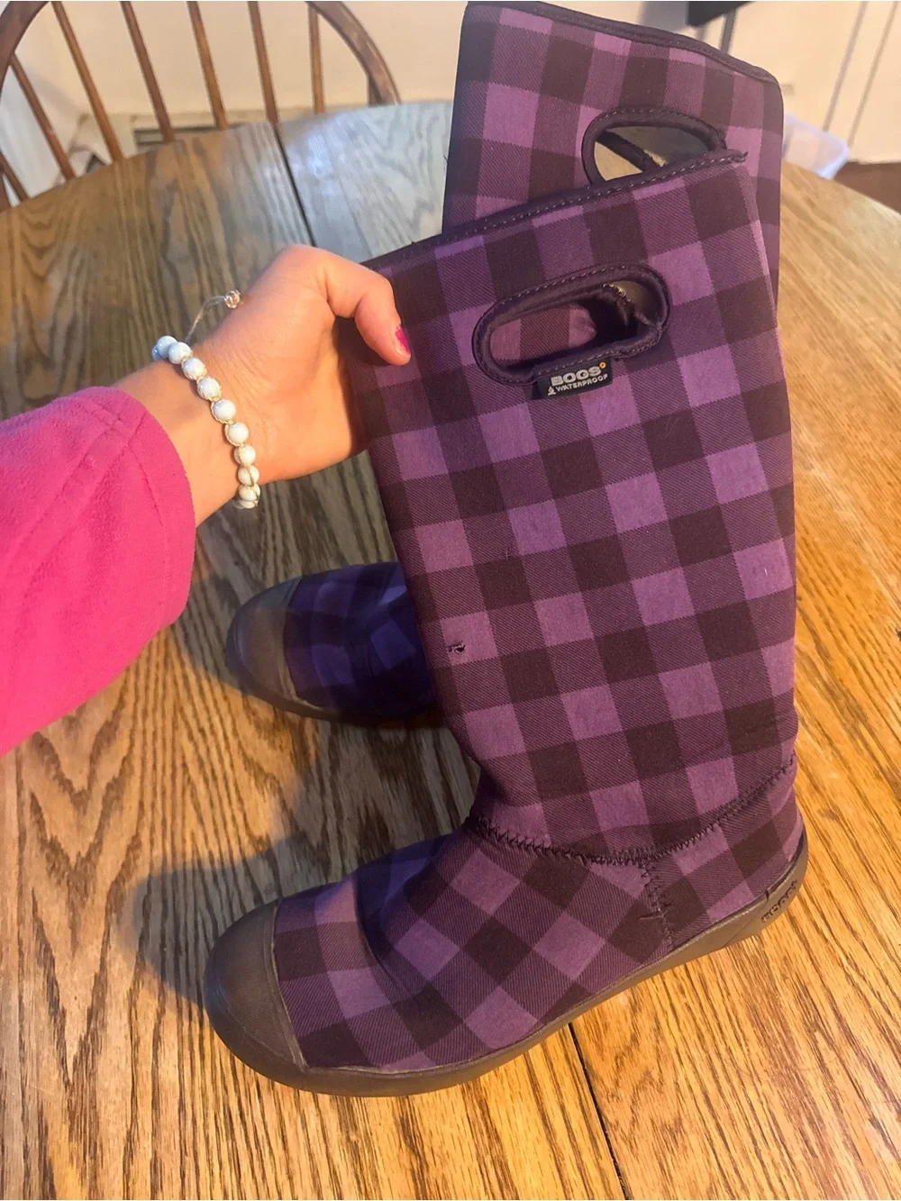 Bogs purple plaid